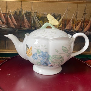 Vintage Lenox Butterfly Meadow China Porcelain Teapot With Lid