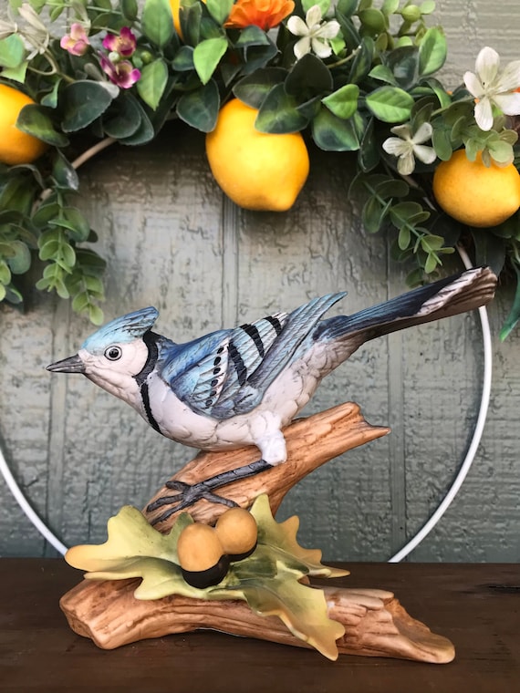 Vintage Andrea by Sadek Blue Jay Bird Porcelain Figurine | Made in