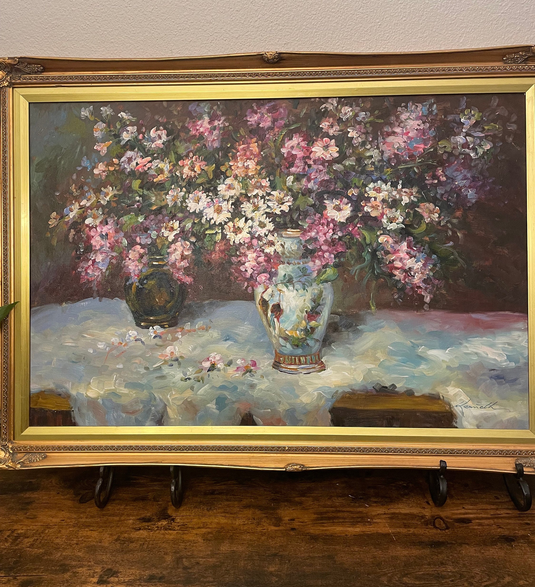 Vintage Signed Framed Floral Still Life Oil on Canvas | Artist