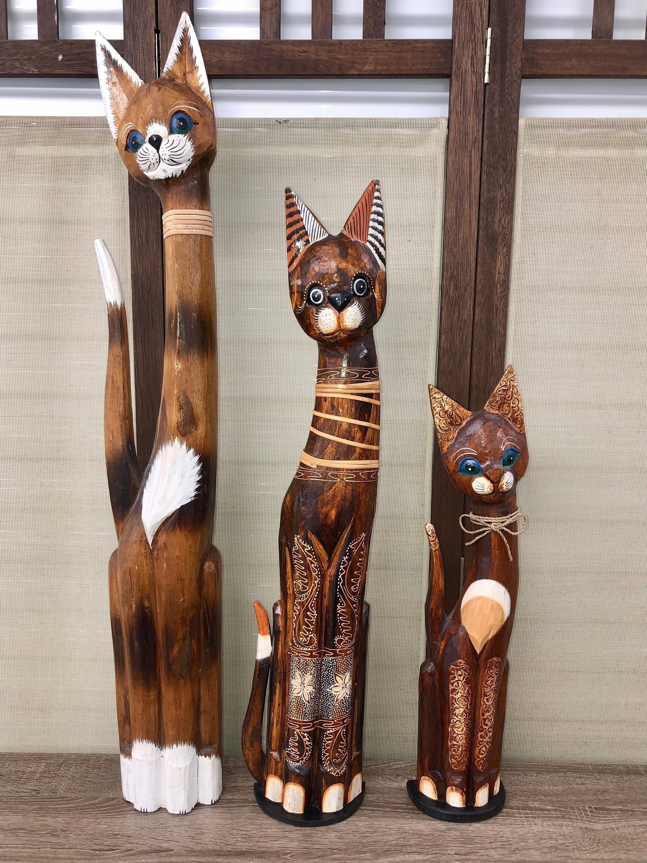 Wooden cat statue - Etsy 日本 Wooden cat statue - Etsy 日本