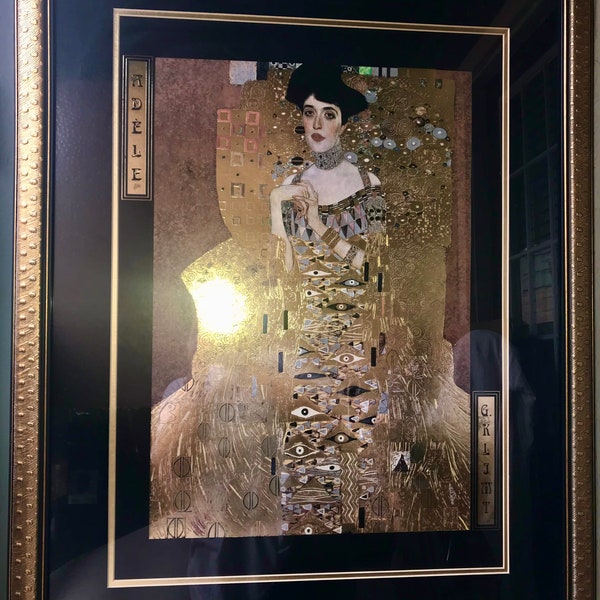 The Lady in Gold Large Portrait of Adele Bloch Bauer I, 1907 by Gustav Klimt Framed Art Collectible Hollywood Regency