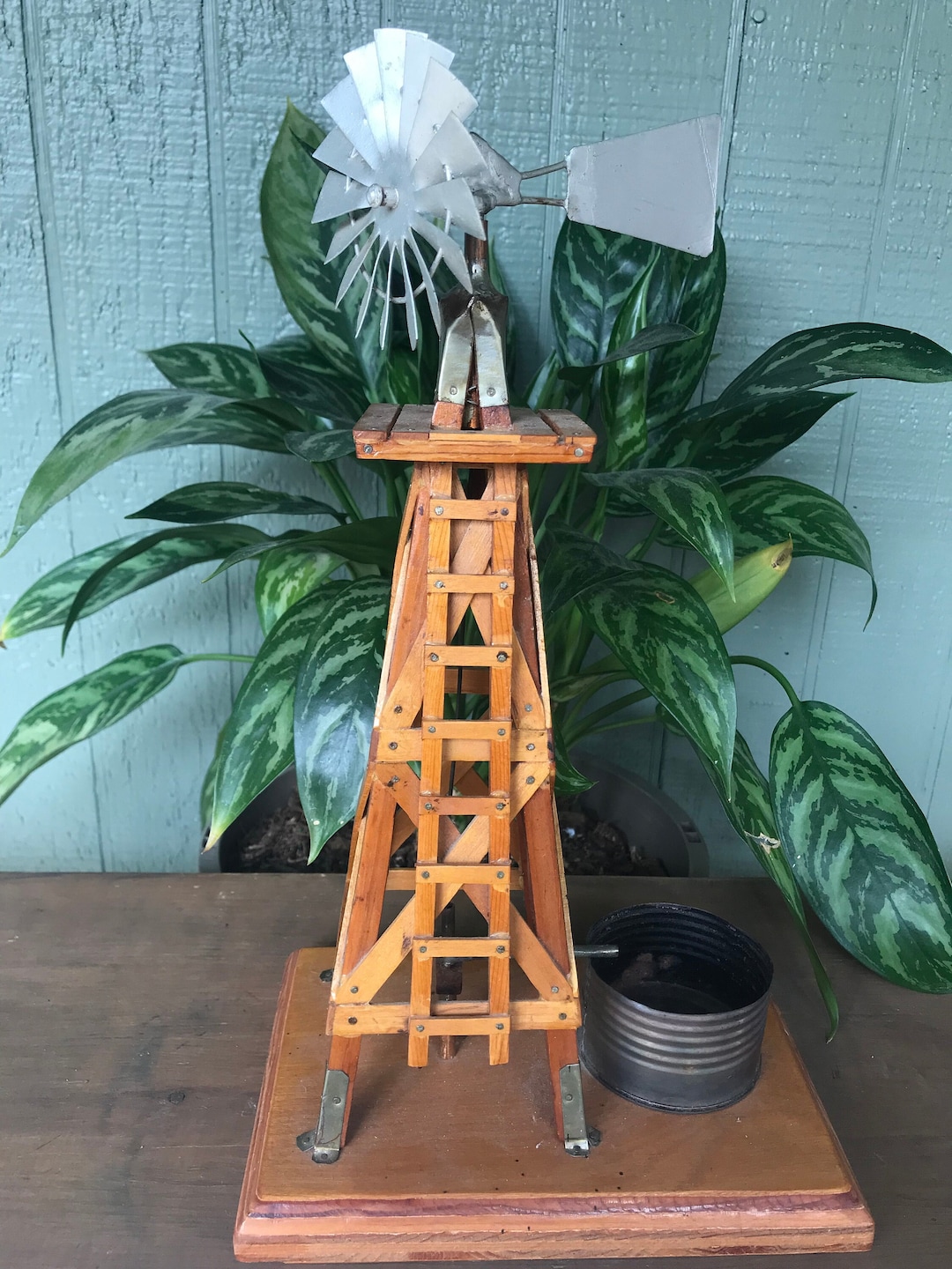 Vintage Stunning Rustic Wooden Windmill Oil Rig Farmhouse Garden Indoor ...