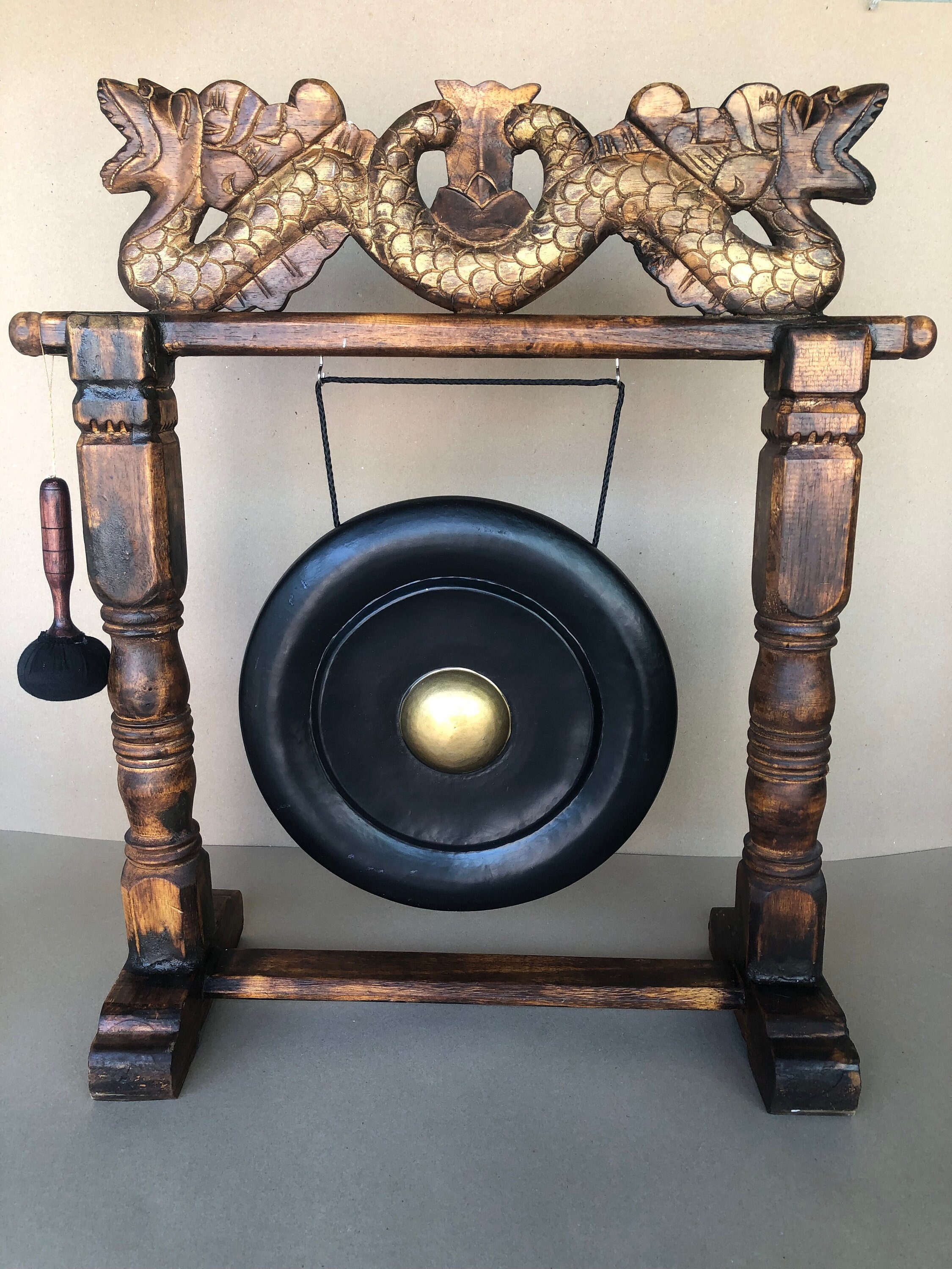 Indonesian vintage wooden carved gong www.glwec.in