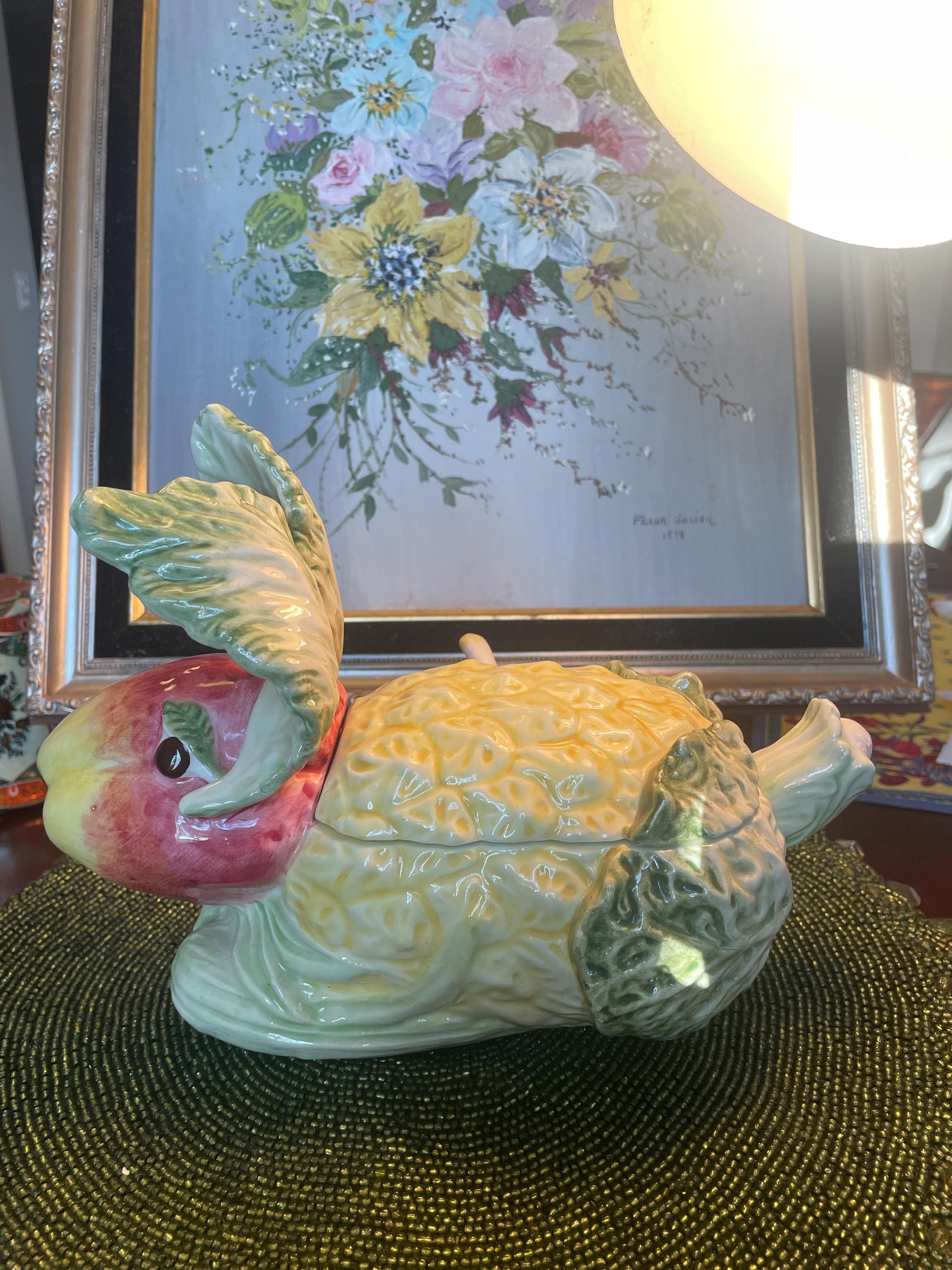 食器 GRUB et TORTUE Vintage Whimsical Italian Vietri Vegetable Rabbit Soup Tureen