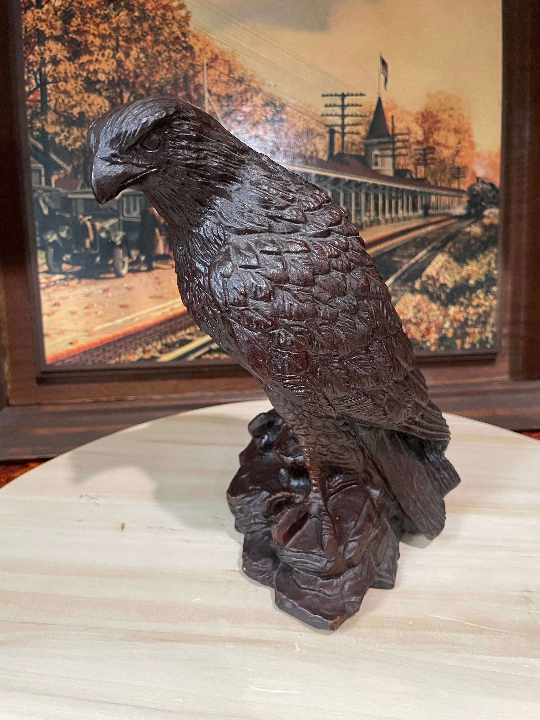 Vintage Red Mill Wood Bald Eagle Handcrafted Figurine Sculpture