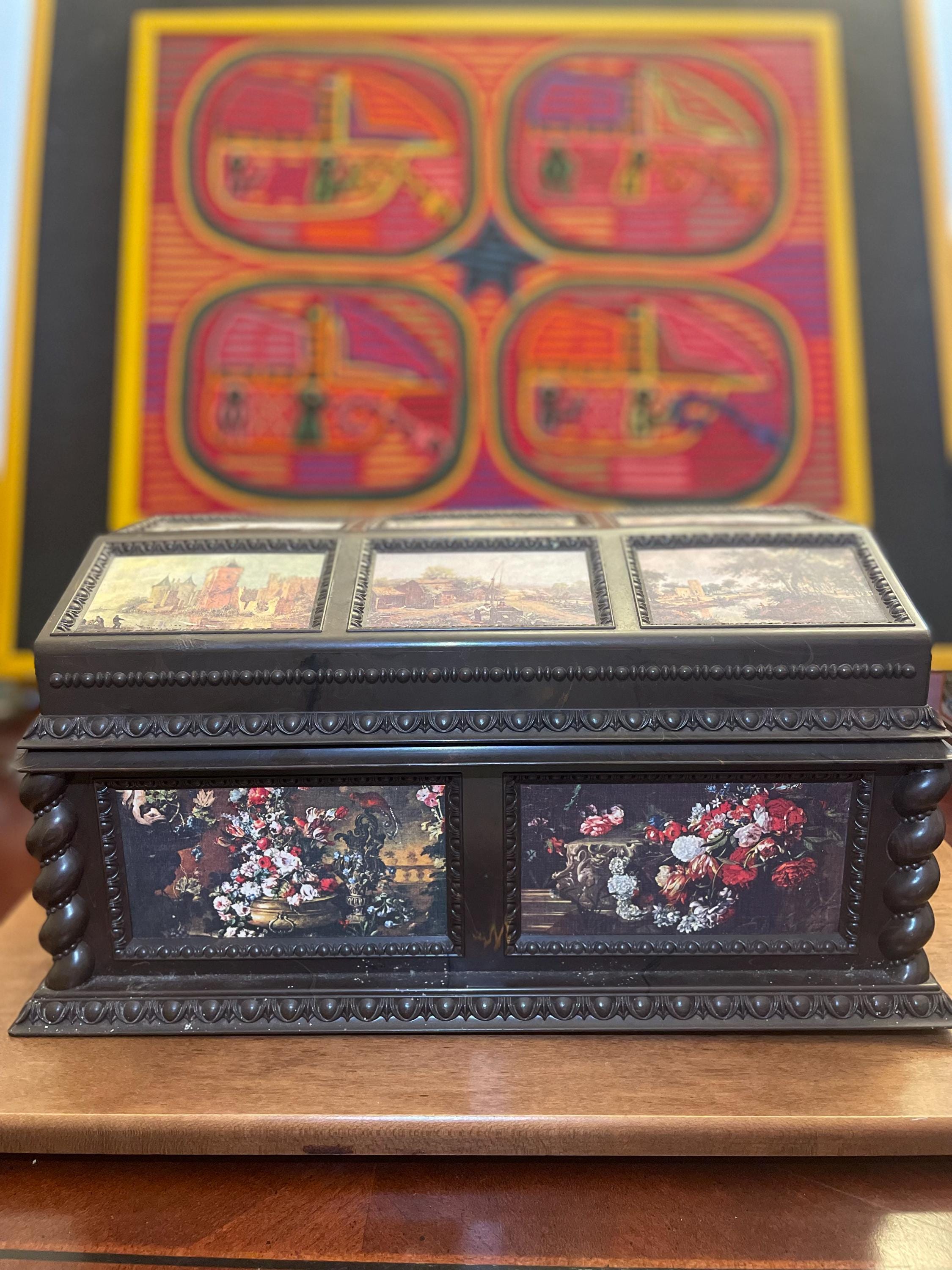 Vintage Musical Jewelry Box • Merle Norman Mosaic Floral