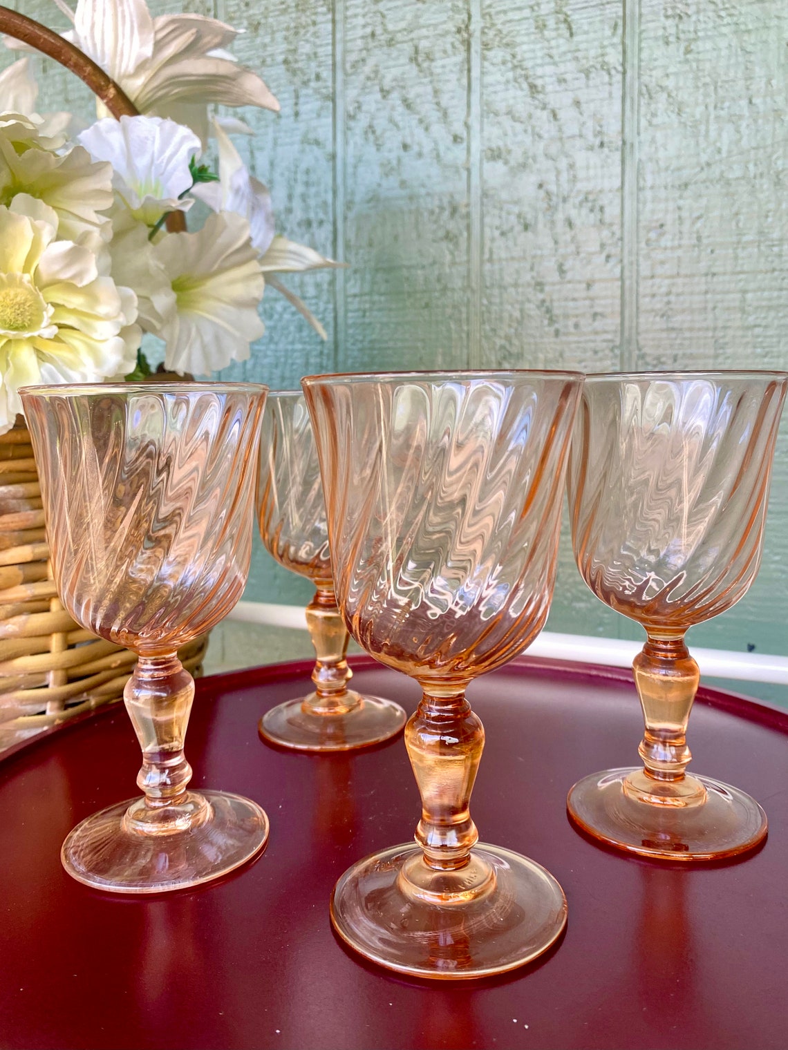 Vintage French Rosaline Wine Glasses • Set of 5 Arcoroc France Luminarc ...