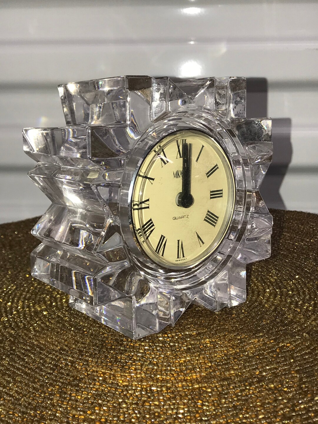 Vintage Mikasa Crystal starfire Quartz Clock Germany Etsy