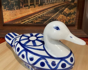 Vintage Dansk Arabesque 6.5inch Pitcher, Blue and White, 40oz