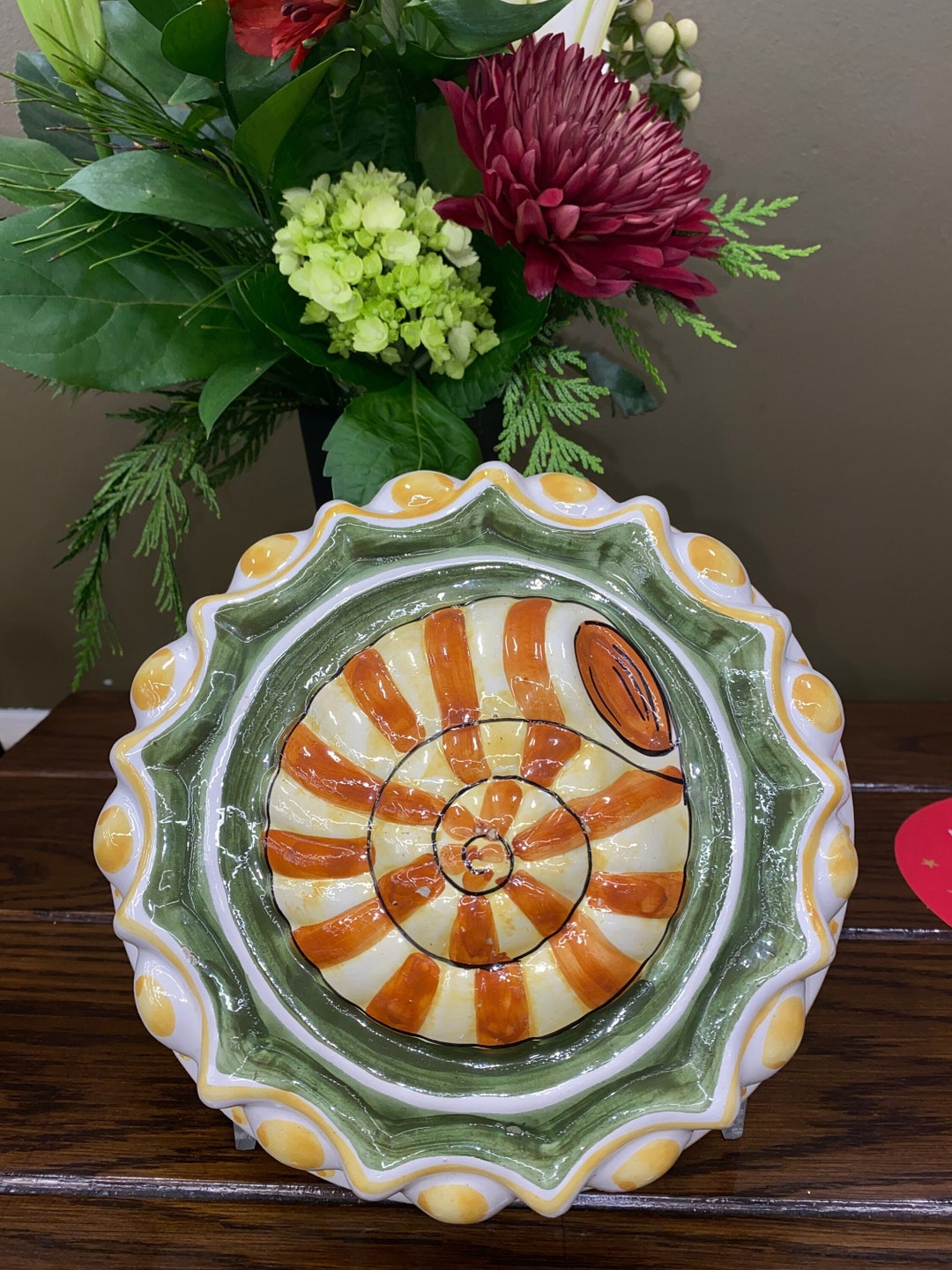 Vintage Italian Shell Ceramic Mold Shell Hand Painted Wall Hanging ...