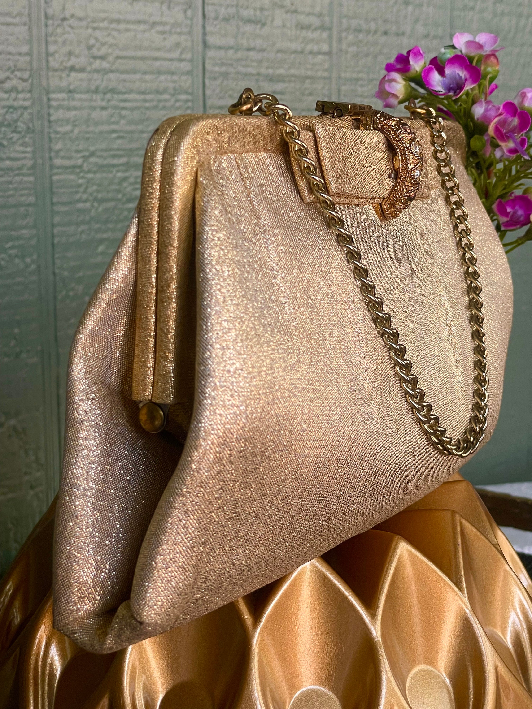 Gold purses with bling deals
