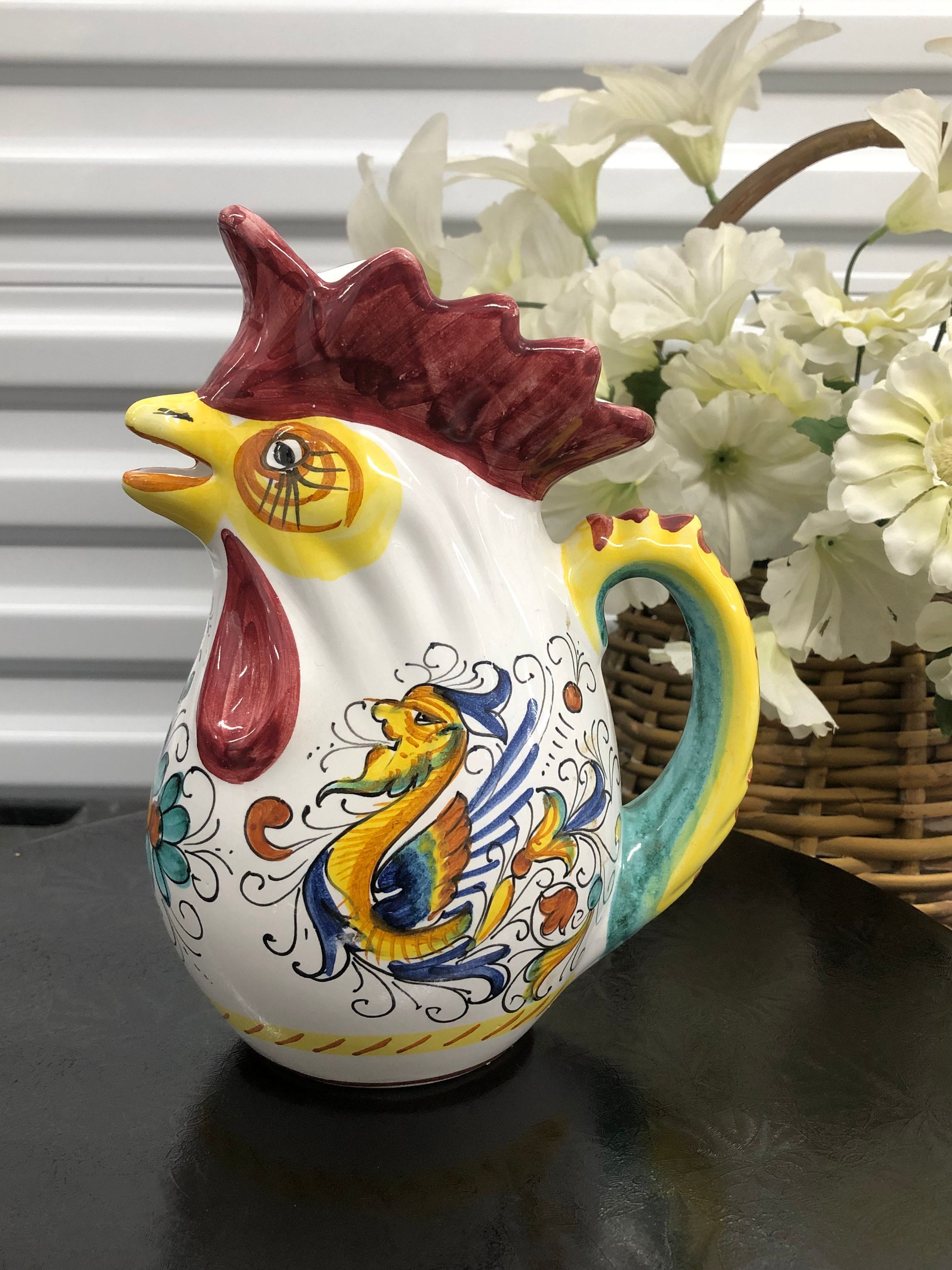 イタリア陶器　雄鶏ピッチャー イタリア陶器】にわとりピッチャー（大） | 照明＆エシカル