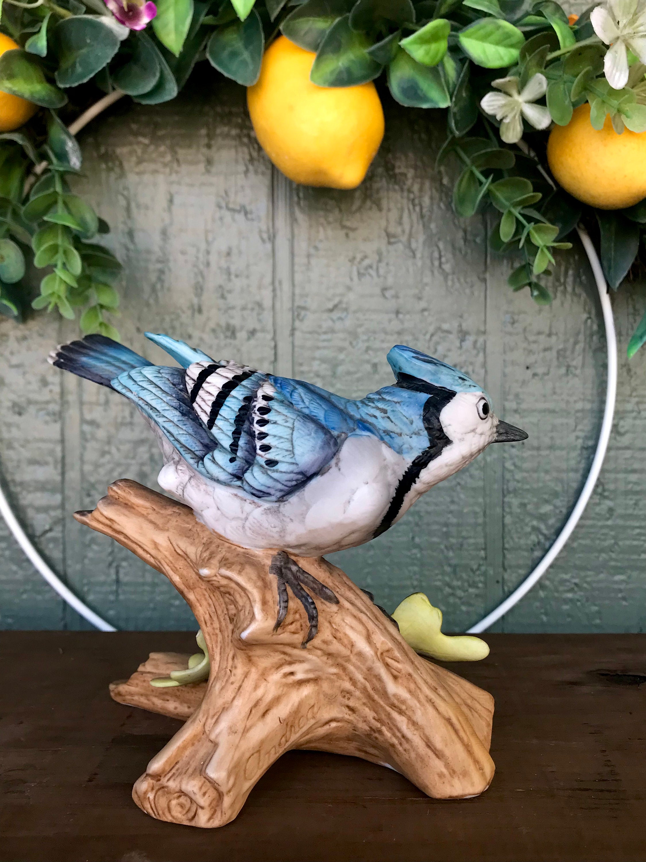 絶妙なデザイン Vintage Andrea by Sadek Blue Jay Bird Porcelain Figurine 小物