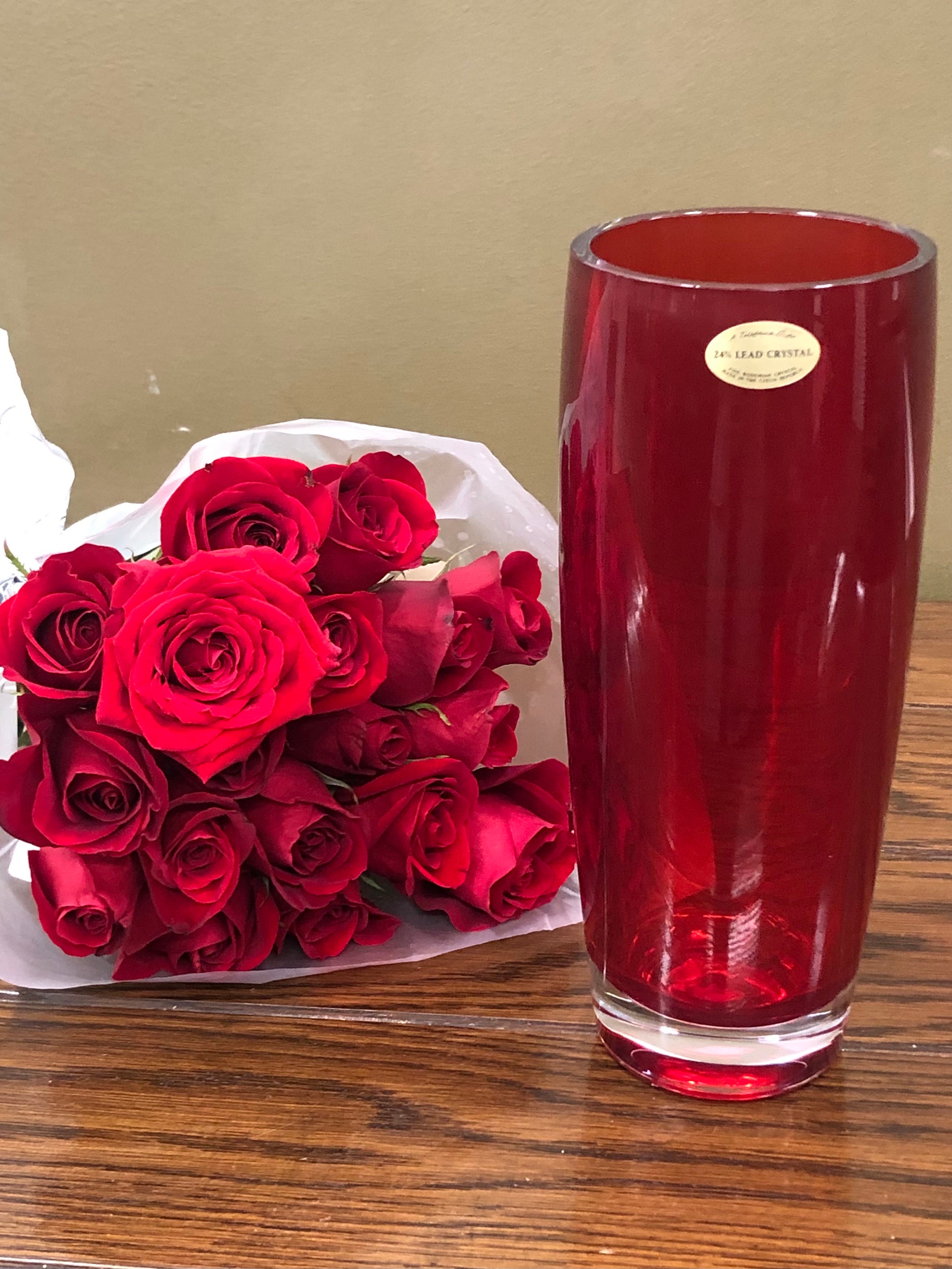 Vintage Czech Red Crystal 24% Lead Bullet Vase - Etsy