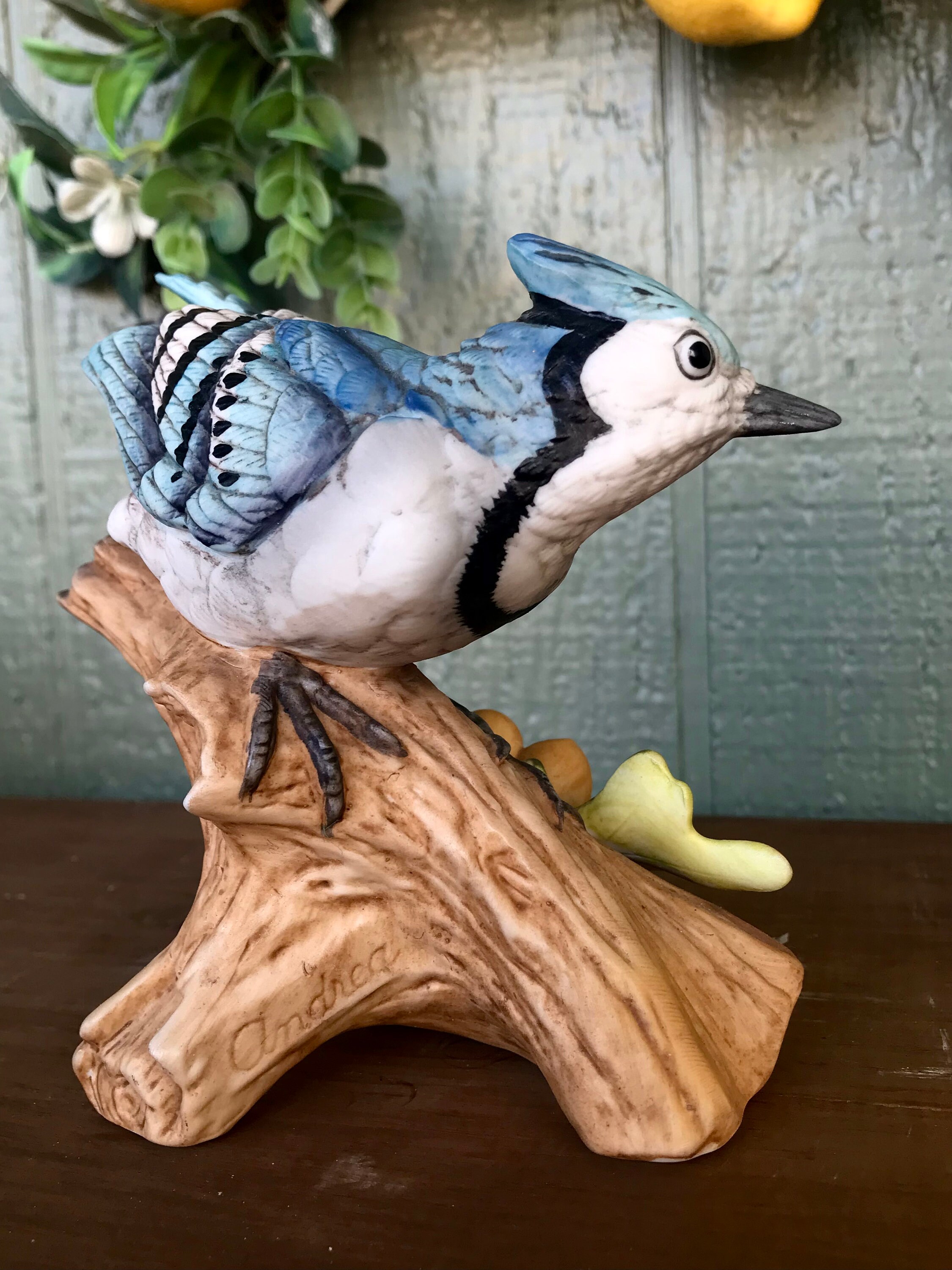 Vintage Andrea by Sadek Blue Jay Bird Porcelain Figurine | Made in
