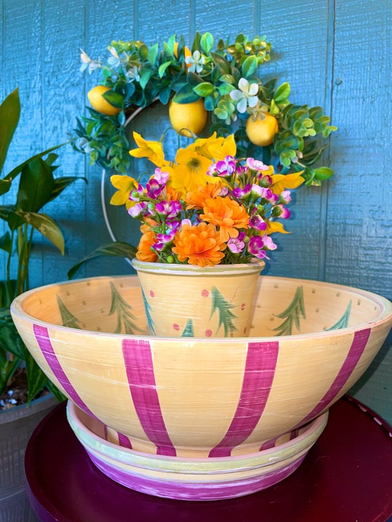Rustic Southern Living at Home Christmas in Provence  Terra Cotta Bowl  Saucer Planter Pot Vase Set - Etsy