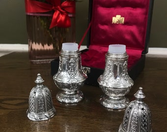 Vintage Silver Ornate Salt and Pepper Shakers • Made in