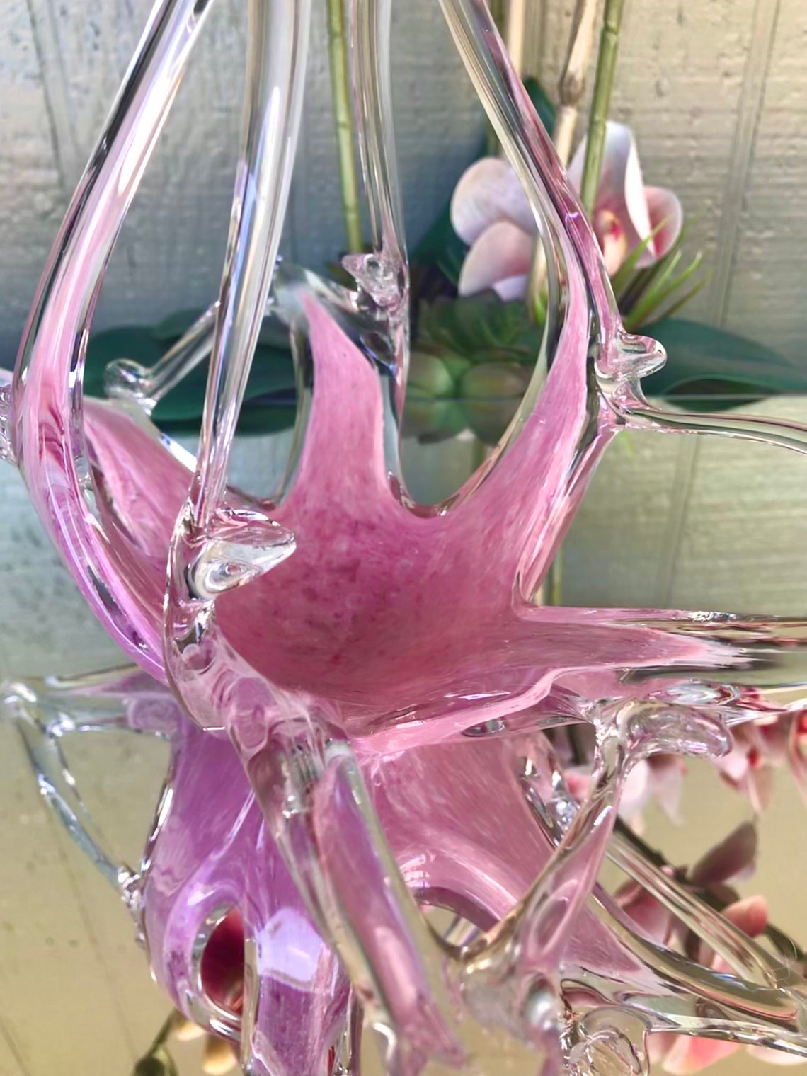 Vintage Murano Italian Art Glass Pink Freeform Handblown Decor Made in Italy Etsy