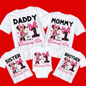 Geburtstagskind Minnie PNG, 2025 Familie Shirts Design Tochter 1st Bday, Papa Mama Schwester Bruder des Geburtstagskindes Minnie Maus Geschenk