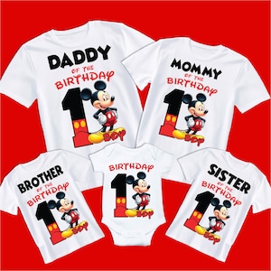 Mickey Mouse de primer cumpleaños PNG, camisetas familiares a juego, transferencia de calor para planchar, sublimación de Mickey Mouse PNG, los mejores regalos de cumpleaños 2025