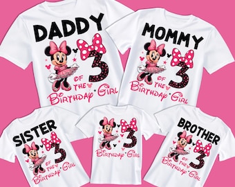 3rd Birthday Girl Minnie Png, Family Matching Shirts Minnie Mouse Best Birthday Gifts 2025 Pink Birthday Party Decoration Family Matching