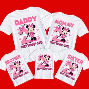 2nd Birthday Girl PNG, 2026 Disney Family Matching Shirt Design Daughter 2nd Bday, Daddy Mommy Sister Brother Girl Minnie Mouse Bday image 3