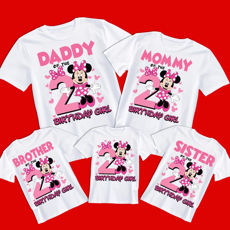 2nd Birthday Girl PNG, 2026 Disney Family Matching Shirt Design Daughter 2nd Bday, Daddy Mommy Sister Brother Girl Minnie Mouse Bday image 3