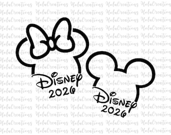 Mickey Minnie Mouse Ears Bow, Head Outline, Travel Squad, Magical Friends Trip, Vacation, Vacay Mode, 2026 Silhouette, Instant Download