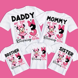 3.Geburtstagskind Minnie Maus Png, 2025 Familie passende Geschenke, Papa Mama Schwester Bruder Design, dritten Trending Clipart Digital Download