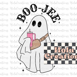 Boo-jee Stanley Tumbler Png, Boojee Ghost With Cup and Bag Png, Boojee Ghost, Ghost With Coffee, Fall Retro Halloween Svg, Ghost With Bag