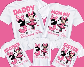 3rd Birthday Girl Minnie PNG, 2025 Family Shirts Design Daughter 3rd Bday, Daddy Mommy Sister Brother of the Birthday Girl Minnie Mouse Gift
