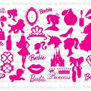 Princess Silhouette, Pink doll Svg, Girl Svg, Sticker Clipart, Svg Files for Cricut , SVG - PNG Decal, Lets Go Party Svg, Barb Svg Bundle,