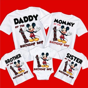 Mickey Mouse 1st Birthday Png, Cupcake Toppers, Number One Bday Shirt Design, Happy Birthday Boy, Family Matching Cute 1 Years Old Tshirt