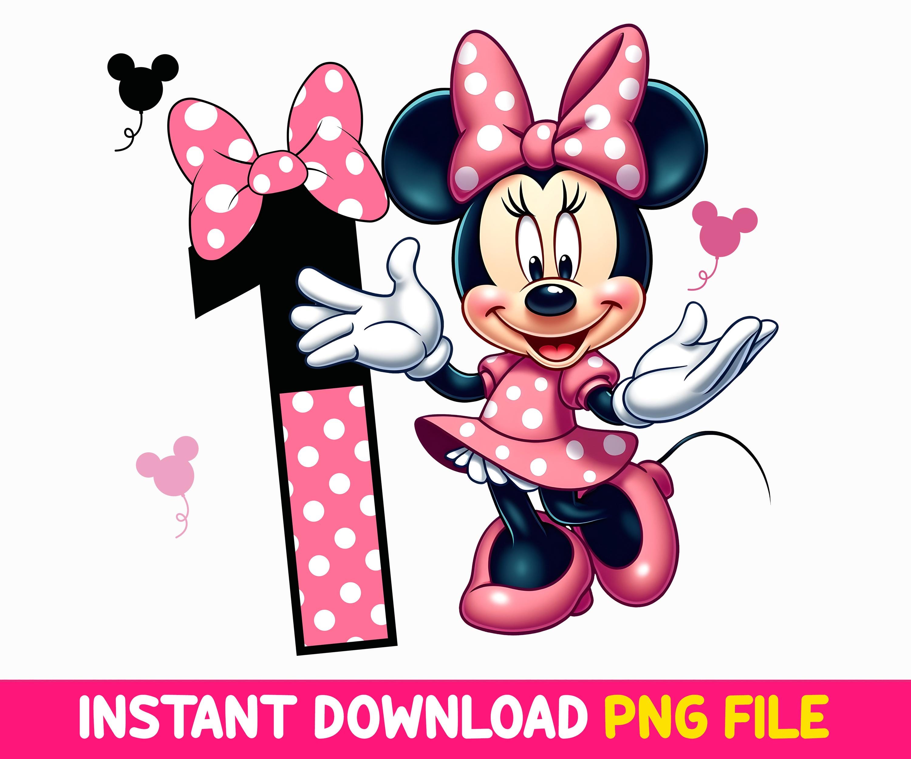 Happy Birthday Girl PNG, Disney Cute Minnie Mouse 1st Number