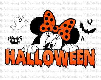 Happy Halloween Skeleton Svg, Minnie Mouse, Boo Svg, Trick Or Treat, Spooky Vibes, Bow Svg, Disney Ghost Shirt Design 2026 Minnie Face Png