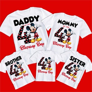 Micky Maus 4. Geburtstag Png, Cupcake Toppers Nummer Vier Bday Familie Passendes Shirt Design, alles Gute zum Geburtstag Junge Nette 4 Jahre Alte Geschenkideen