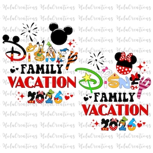 Family Vacation 2026 Bundle SVG PNG, Family Trip, Friend Squad, Vacay Mode, Magical Kingdom, Castle Mouse, Head Bow Svg Cricut, Silhouette