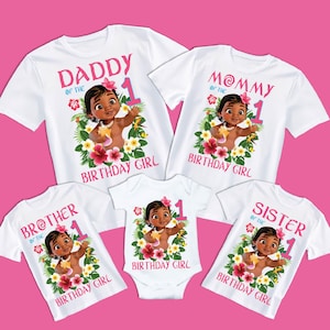 Baby Moana 1st Birthday Shirt Disney Family Matching Design Daughter One Year Old 2026 First Bday Gifts Ideas for Daddy Mommy Sister Brother
