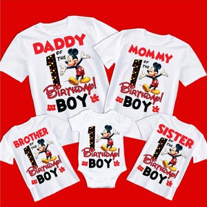 Joyeux anniversaire garçon, Mickey Lover famille chemises assorties Png, meilleurs cadeaux d'anniversaire pour 1 an Téléchargement instantané Cupcake Pick 2025
