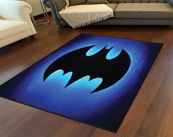 Square Batman Carpet Batman Rug Gift For Kids Batman Logo Rug Nursery D\u00e9cor Nursery Rug Plush Floor Area Carpet Gift For Batman Fans