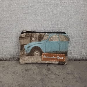 Monedero pequeño, Monedero vintage, Monedero vintage, Bolso pequeño con cremallera, Estuche estampado vintage, Monedero azul con delfín,