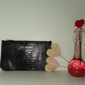 Leather clutch bag, Black leather clutch bag, clutch bag, leather wallet, Black crocodile leather clutch bag, Dolphin