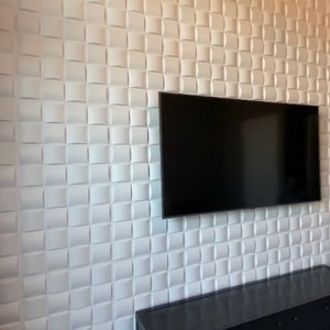 Decorative 3D Wall Panels. Pack of 12 Tiles Cover 32 SqFt, Size 19.7&quot; x 19.7&quot; in Matt White