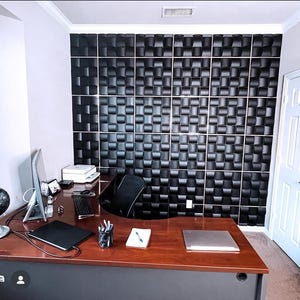 Decorative 3D Wall Panels. Pack of 12 Tiles Cover 32 SqFt, Size 19.7&quot; x 19.7&quot; in Matt Black