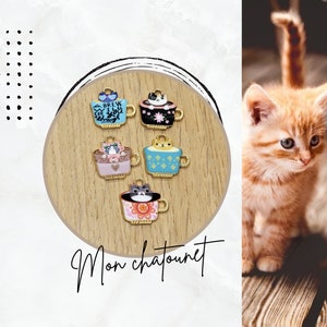 1 mini flat little cat in a cup charm