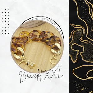 Bracelet grosses mailles acryliques XXL couleur savane tendance et très joli à porter image 1
