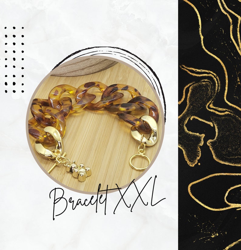 Bracelet grosses mailles acryliques XXL couleur savane tendance et très joli à porter image 1