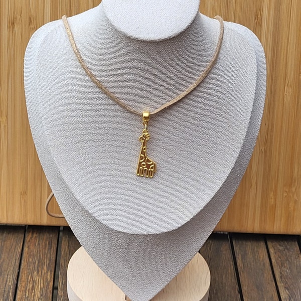 Collier sautoir petite girafe ajustable pour Femme, bijoux en suédine ,sautoir boho, bohème, long collier ethnique