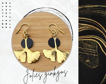 Elegant and romantic golden Ginkgo leaf earrings