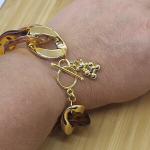 Bracelet grosses mailles acryliques XXL couleur savane tendance et très joli à porter image 6